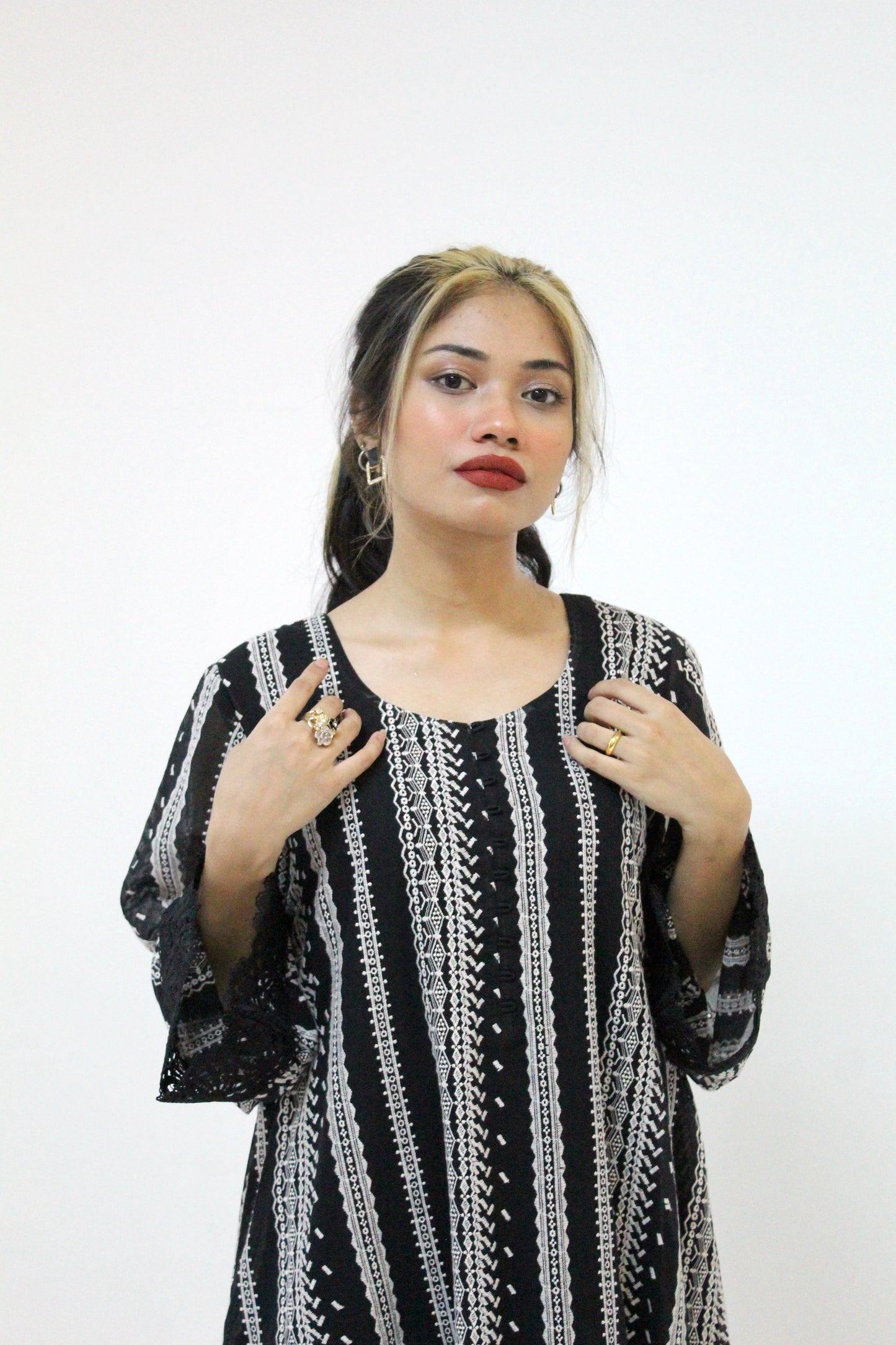 Embroidered Swiss Lawn Black Long Shirt with Inner