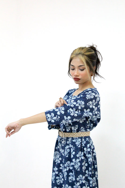 Floral Print Jumpsuit with Woven Belt