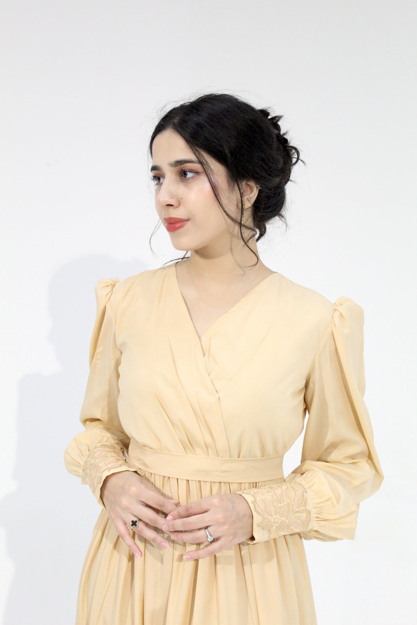 Aurora – Sangemur Handmade Embroidered Korean Maxi Dress with Puff Sleeves
