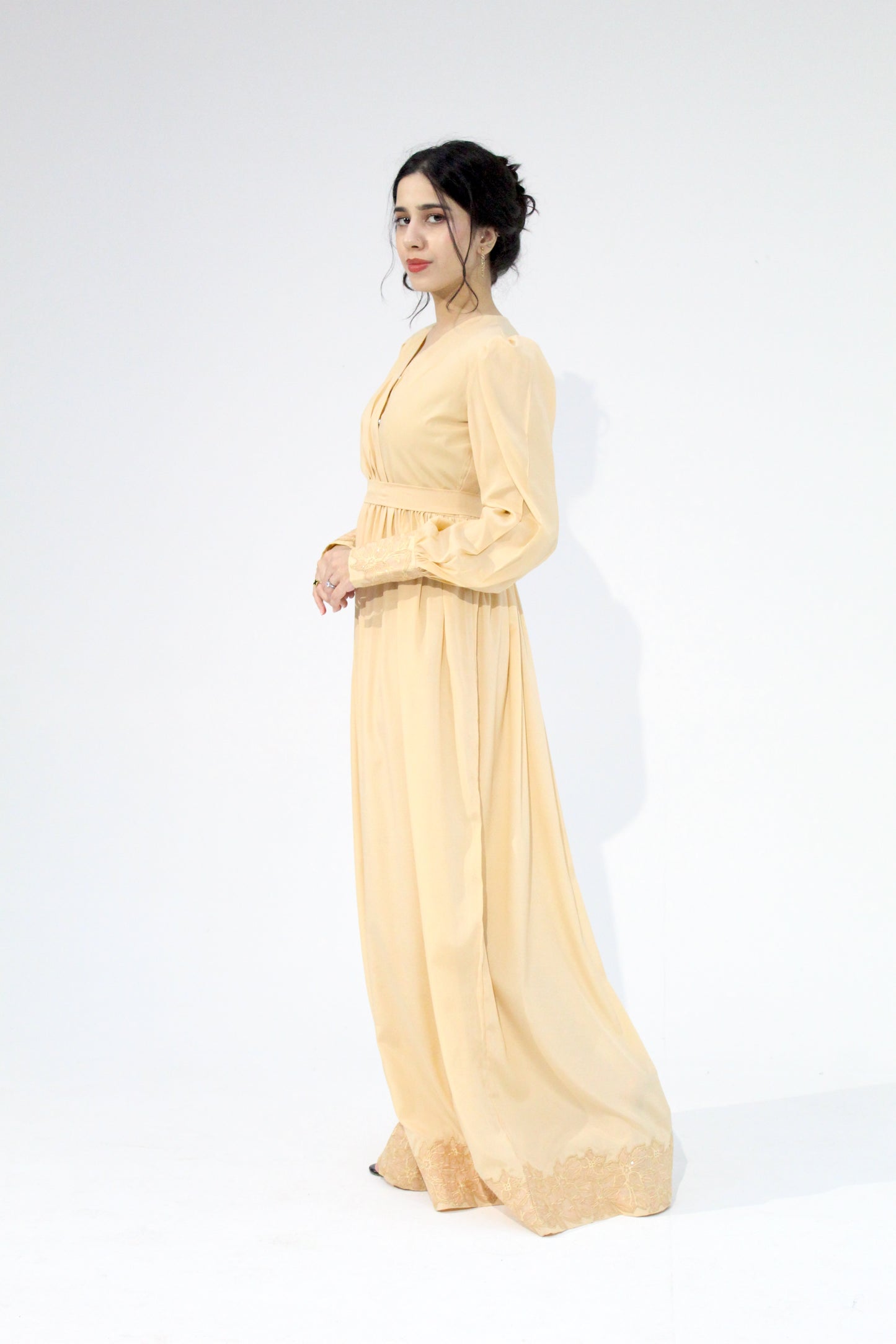 Aurora – Sangemur Handmade Embroidered Korean Maxi Dress with Puff Sleeves