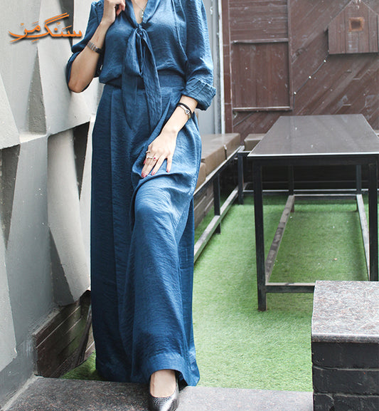 Blue Skirt with Bow Neck Shirt | Nevertheless