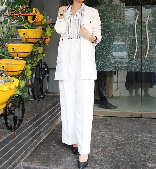 White Long Coat & High Waist Pant | Mr Queen