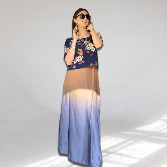 Earth & Sky | Floral Shirt with Skirt