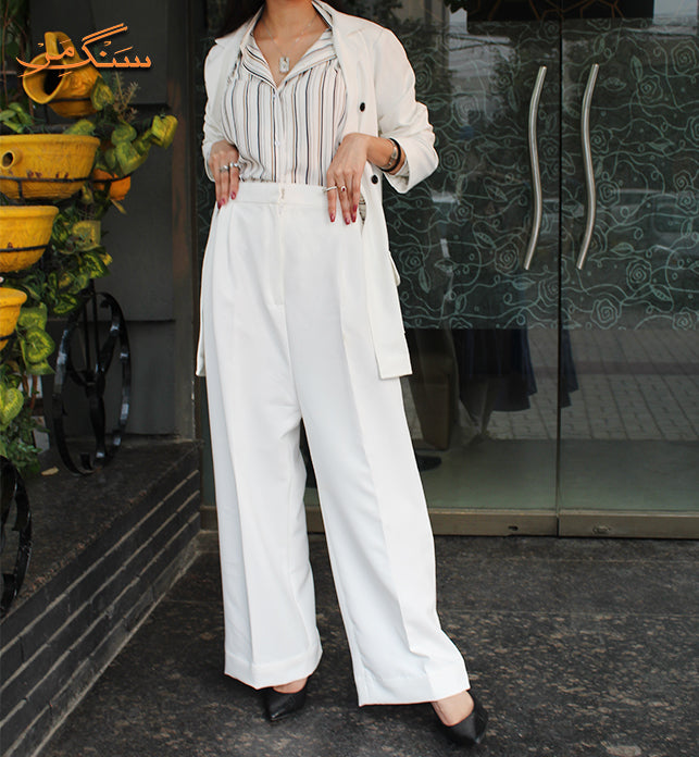 White Long Coat & High Waist Pant | Mr Queen