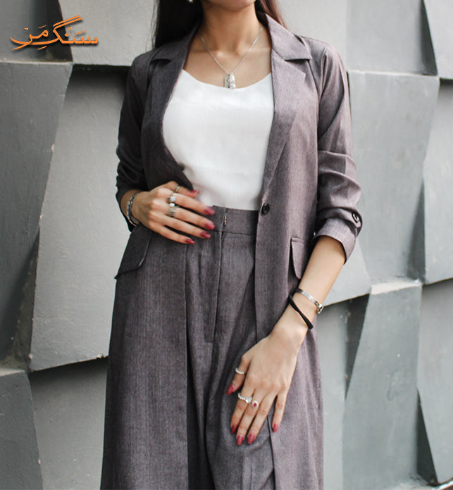 Grey Long Coat & High Waist Pant | The King