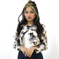 Blue Floral Jacket with Skirt