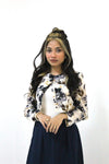 Blue Floral Jacket with Skirt