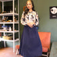 Blue Floral Jacket with Skirt