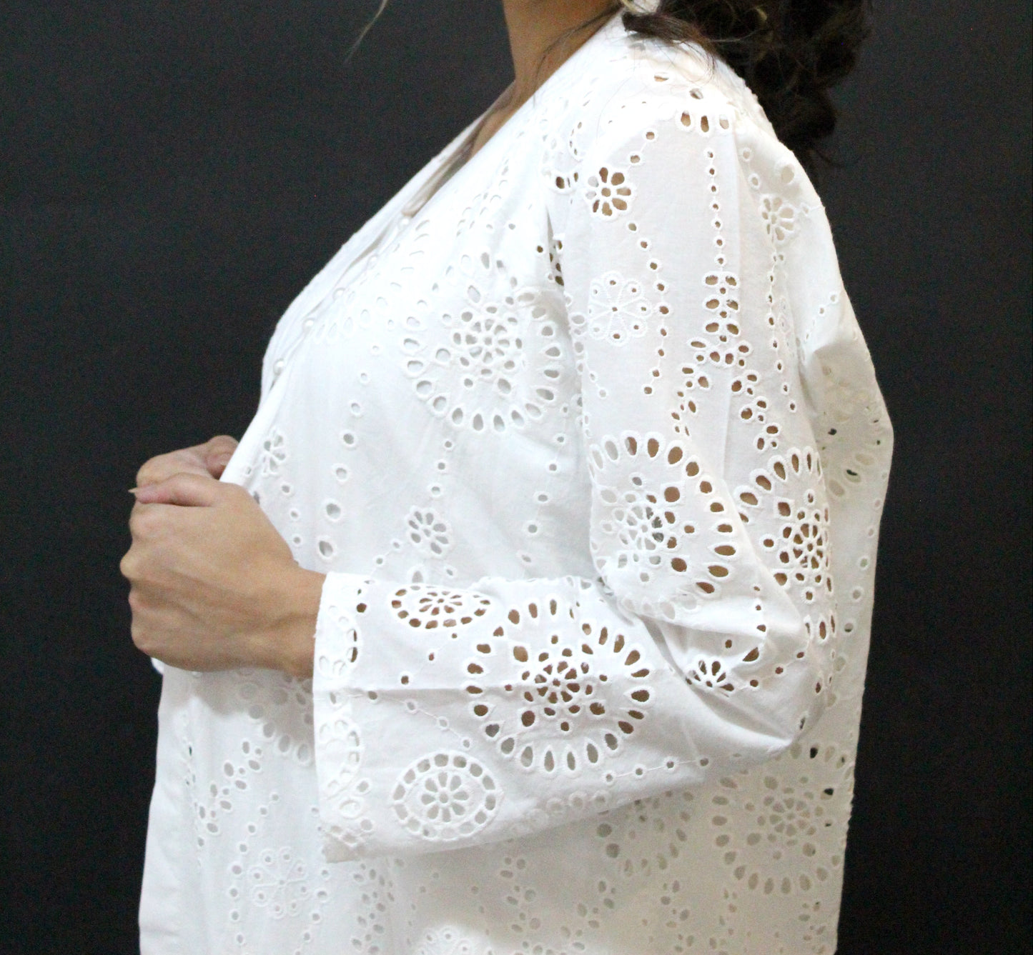 White Cotton Eyelet Long Dress