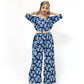 Floral Print Jumpsuit with Woven Belt