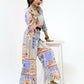 Geometric Floral Print Wide-Leg Jumpsuit with Belt