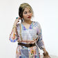 Geometric Floral Print Wide-Leg Jumpsuit with Belt