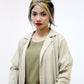 Mint Green Striped Trench Coat Set with Olive Top and Wide-Legged Pants