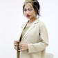 Mint Green Striped Trench Coat Set with Olive Top and Wide-Legged Pants