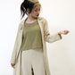 Mint Green Striped Trench Coat Set with Olive Top and Wide-Legged Pants