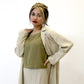 Mint Green Striped Trench Coat Set with Olive Top and Wide-Legged Pants