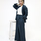 Blue Blazer and Wide-Legged High Waist Pants