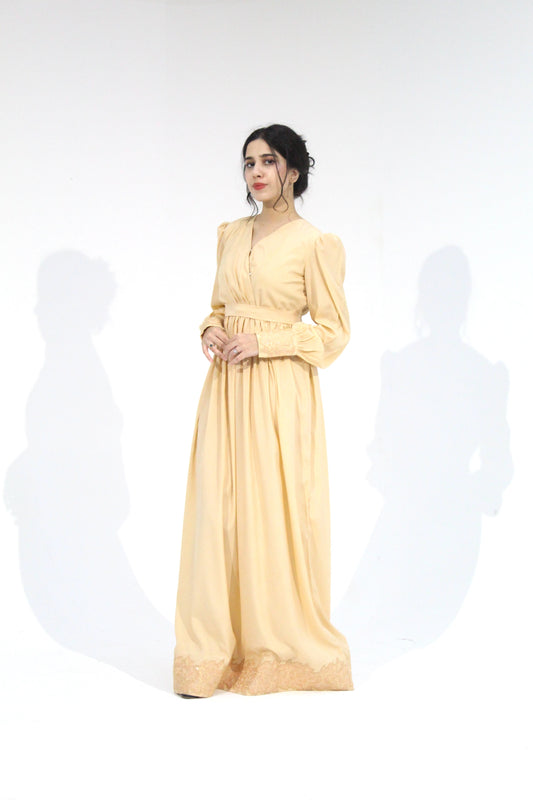 Aurora – Sangemur Handmade Embroidered Korean Maxi Dress with Puff Sleeves