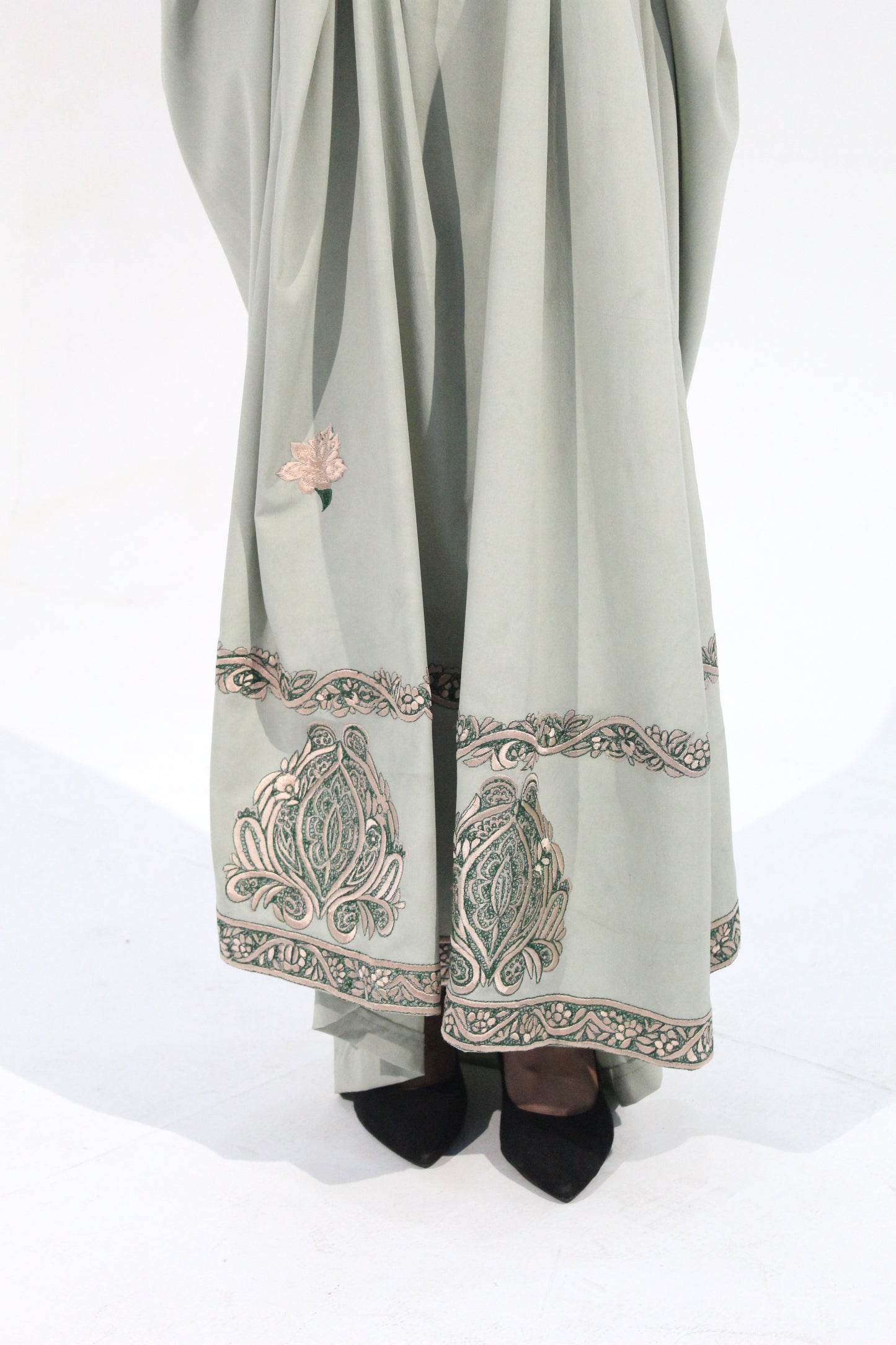 Greenfall - Sangemur Embroidered V-Neckline Full Frock